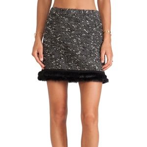 Nanette Lepore Wool Skirt with Fur Trim